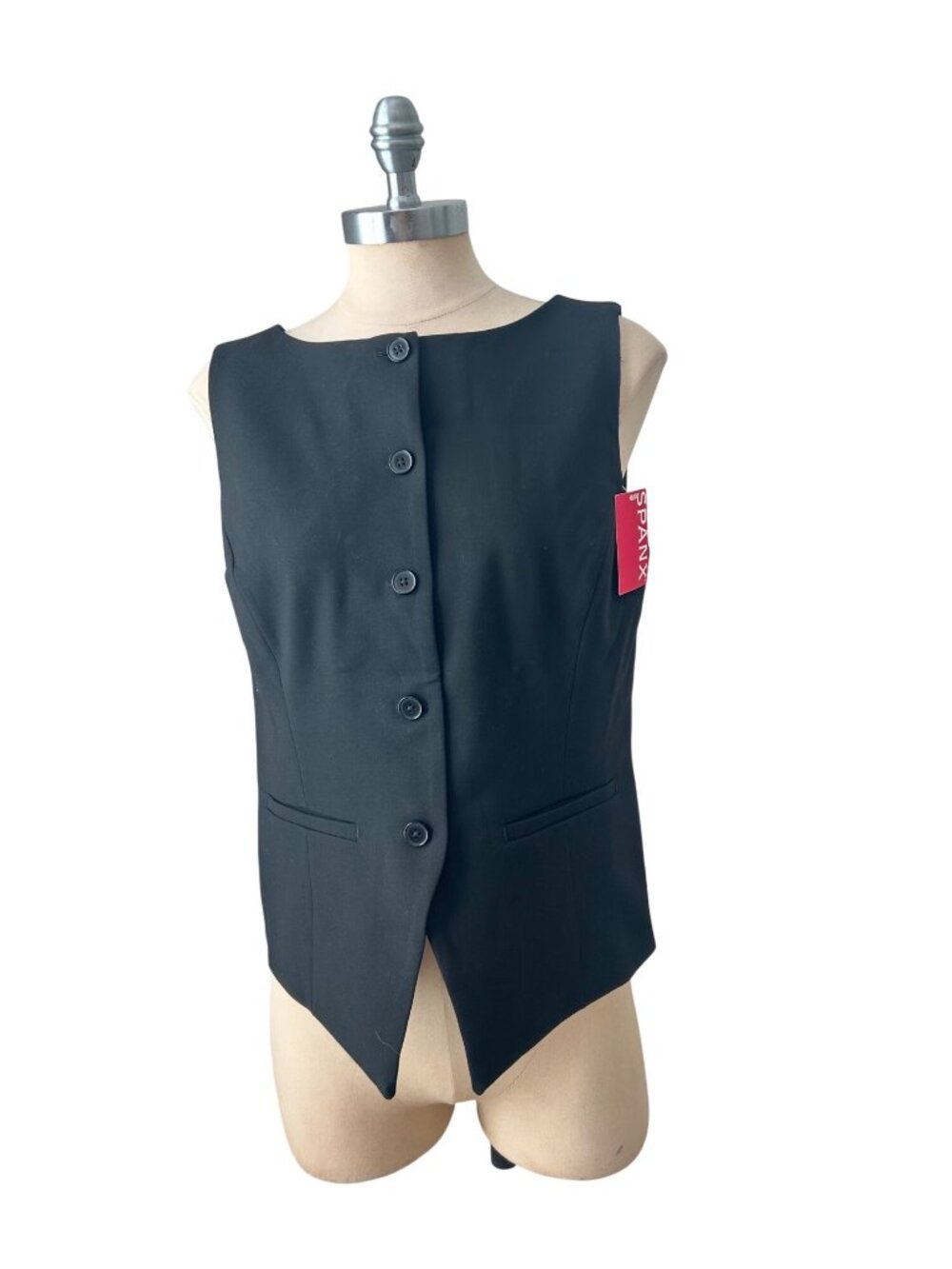 SPANX Black WellSuited Tailored Button-Down Vest size medium NWT - Picture 5 of 9